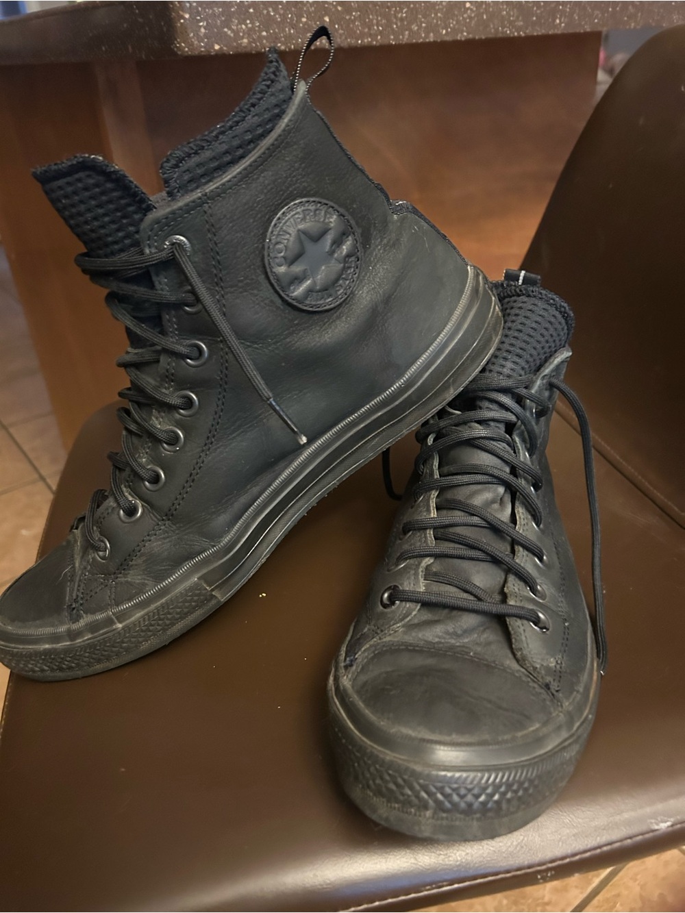 Converse Black High-Top Leather Sneakers
